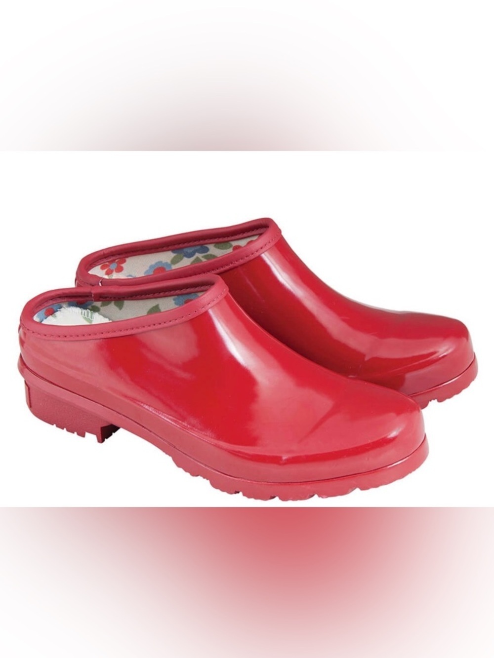 Laura Ashley red gardening/rain clogs 10.5